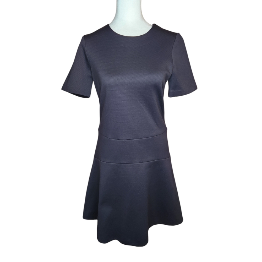 Vince Pique Ponte Black Short Sleeve Crew Neck Dress Size 4
